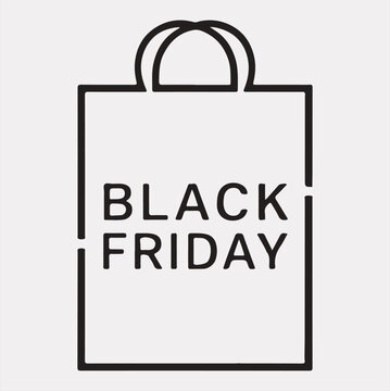 Black Friday Shopping bag vector silhouette on a white background