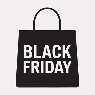 Black Friday Shopping bag vector silhouette on a white background