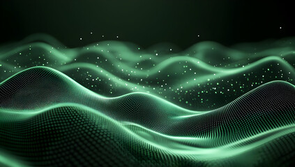 Poster - Abstract digital waves in green tones create a mesmerizing and dynamic visual experience, perfect for modern design projects.