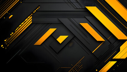 Poster - Modern abstract background with geometric shapes in black and orange tones, ideal for contemporary design projects.