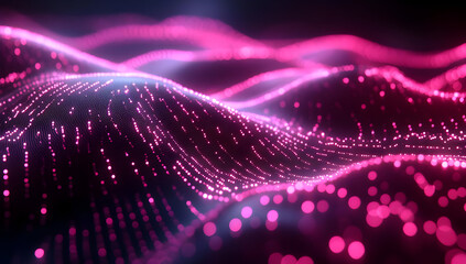 Poster - Vibrant abstract waves of light create a mesmerizing visual experience full of energy and motion in bright pink hues.