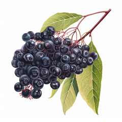 Wall Mural - An isolated cluster of elderberries on a white background