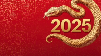 Wall Mural - 2025 Chinese New Year, year of the Snake. Chinese zodiac, red background