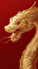 2025 Chinese New Year, year of the Snake. Chinese zodiac, red background