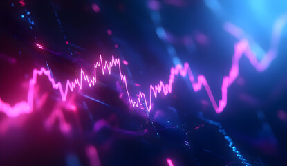 Poster - Abstract lines representing digital data trends with vibrant colors and glowing effects for modern technology themes.
