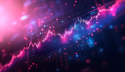 Poster - A vibrant stock market chart visualization showcasing dynamic trends and data analysis in a futuristic aesthetic.
