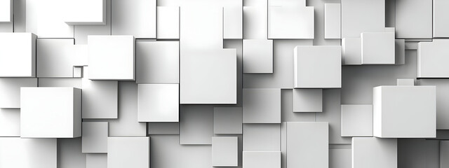 Poster - Abstract white blocks arranged in a modern pattern. Ideal for backgrounds, textures, and creative projects requiring minimalism.