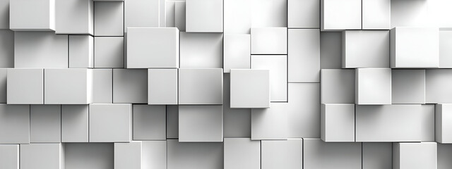 Poster - Abstract white boxes on a wall create a modern, geometric texture ideal for backgrounds and design projects.