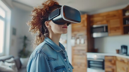 Poster - Professional Using VR Headset for Virtual Real Estate Tours and Simulations