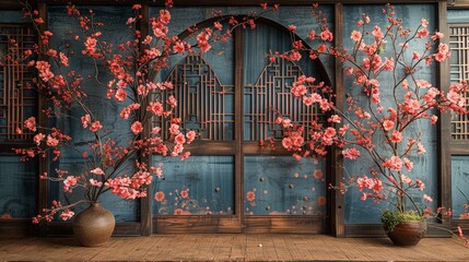 Poster - Cherry blossoms adding a delicate and vintage touch to a wedding backdrop