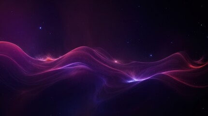 Wall Mural - a flowing purple wave with shimmering particles on a dark cosmic surface