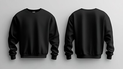 Canvas Print - Black sweatshirt template for design, front and back view isolated on white background. Mockup for artwork, print or t-shirt designs 