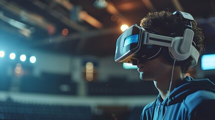 Poster - Professional Athlete Using VR Headset for Virtual Sports Training Interactive Simulations