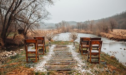 Wall Mural - cherry blossoms in full bloom as the backdrop for a vintage wedding, adding a touch of romance and elegance