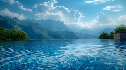 Poster - Scenic Mountain Pool with Serene Reflections and Picturesque Vistas