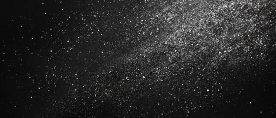 Canvas Print - A black and white photo of a starry night sky with a lot of white glitter