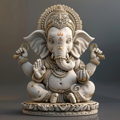 Canvas Print - Lord Ganesh, Smiley, innocent cute face, front facing