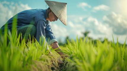 Poster - The Farmer in Paddy Field