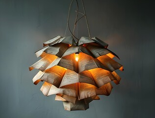 Wall Mural - a light fixture made from books. 