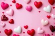 © Viam - Valentine's day background with colorful hearts on pink