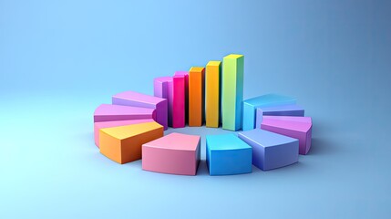 Poster - 3D circular bar chart with colorful segments, showing data in a radial format.