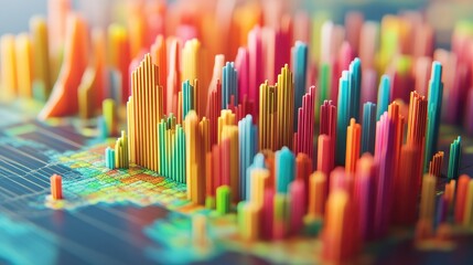 Poster - 3D histogram depicting the distribution of sales across different regions.