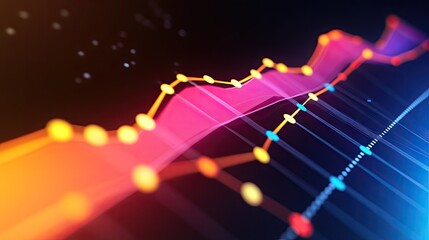 Poster - 3D line graph displaying trends in business performance metrics, with intersecting lines.