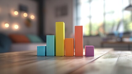 Poster - 3D stacked bar graph showing quarterly earnings breakdown by product category.