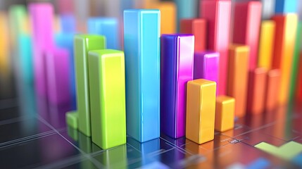 Poster - 3D stacked bar graph showing quarterly earnings breakdown by product category.