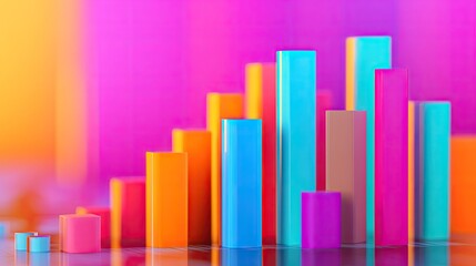 Poster - 3D stacked bar graph showing quarterly earnings breakdown by product category.