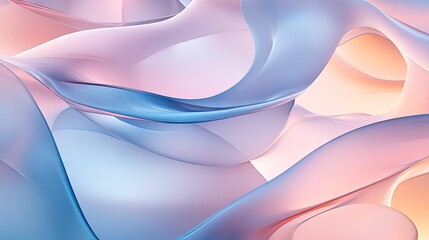 Poster - A 3D abstract background of overlapping translucent layers with soft lighting.