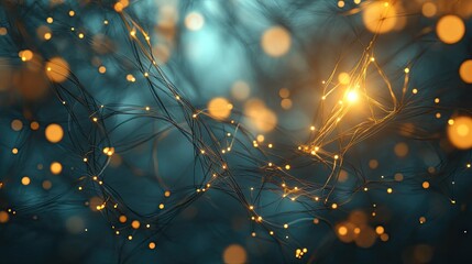 Poster - A 3D abstract background with tangled lines and nodes, glowing softly.