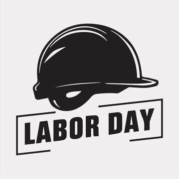 Labor Day typography Hammer, Safety helmet, logo vector silhouette on a white background