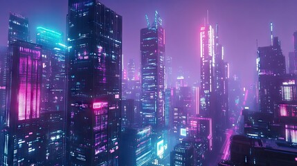 Poster - Metaverse city and cyberpunk concept, 3d render