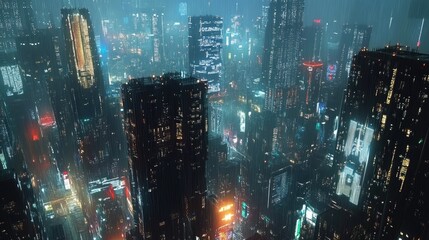 Poster - Metaverse city and cyberpunk concept, 3d render