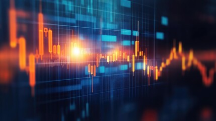 Poster - Stock market or forex trading graph and candlestick chart suitable for financial investment concept. Economy trends background for business idea and all art work design. Abstract finance background.