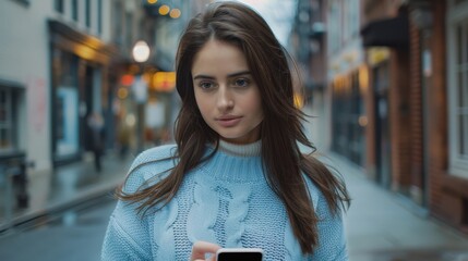 Poster - The woman in blue sweater