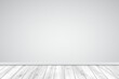 © backup16 - Wood gray floor with gray wall background. Wooden natural light floor realistic vector illustration. Modern design element for product presentation. Empty interior of living room.
