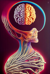 Wall Mural - Abstract illustration of a human brain