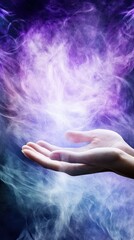 Poster - A Healer Channels Flowing Energy Through Their Hands During a Reiki Session in a Tranquil Setting