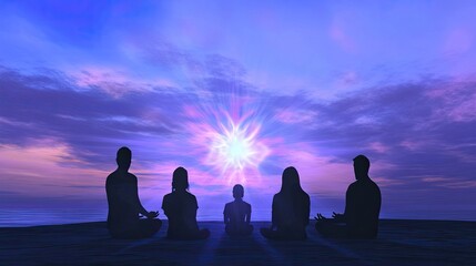 Poster - Group Reiki Initiation During Sunset at a Serene Beach