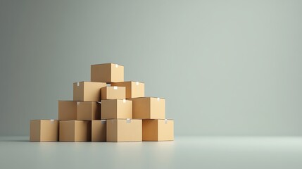 A well-organized pile of cardboard boxes stacked neatly on a plain background, symbolizing the process of moving or efficient storage organization