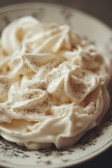 Wall Mural - White Plate with Whipped Cream and Cinnamon,