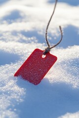 Poster - Red Tag Hanging From String In Snow