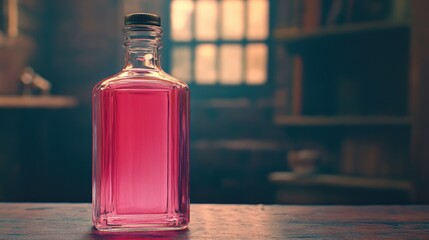 Poster - Pink Liquid on Wooden Table