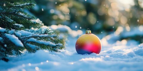 Sticker - Colorful Christmas Ornament in Snow