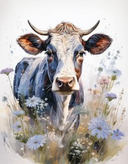 Sticker - Cow in summer meadow 