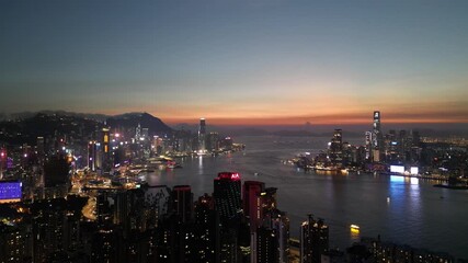 Wall Mural - Victoria Harbour, Hong Kong, Twilight metropolis, Aug 4 2024