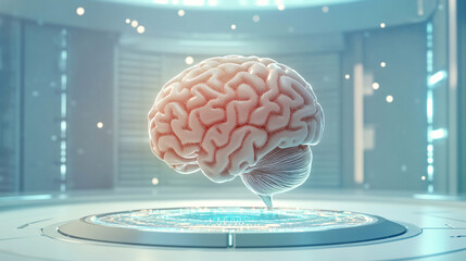 Wall Mural - AI human brain, microchip in a brain, brain and computer