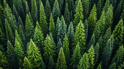 Wall Mural - aerial view of lush evergreen forest during daylight
